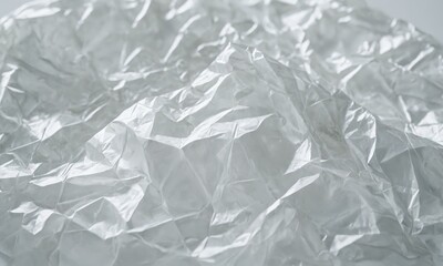 Close-up of crumpled transparent plastic sheet background