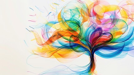 Obraz premium Colorful Abstract Tree Design with Flowing Lines