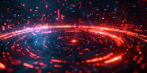 Vibrant Data Visualization with Red and Blue Lights