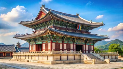 Fototapeta premium Medium shot of Gyeongbokgung palace interior