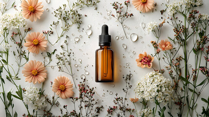 Floral Arrangement with Essential Oil Bottle