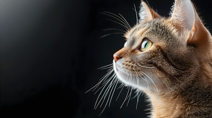 Elegant and Detailed Portrait of a Shorthair Cat with Captivating Eyes and Fur Set Against a Complementary Color Background Perfect for Creative or Advertising Purposes