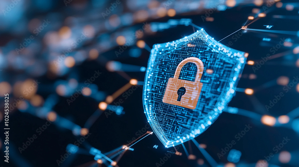 Aufkleber understanding the importance of cybersecurity with a digital lock representation