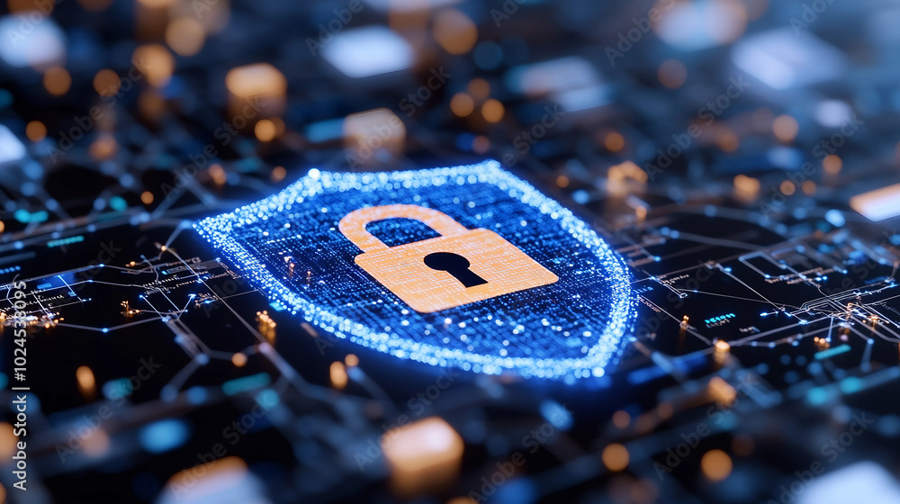Aufkleber understanding the importance of cybersecurity with a digital lock representation