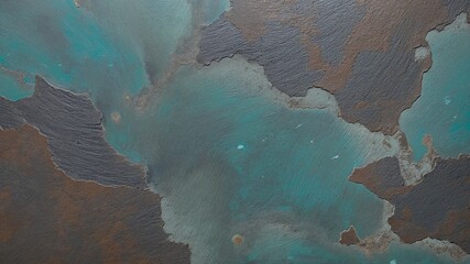 Naklejka premium Rustic Textured Surface with SlateGray and Cyan Oxidized Patina
