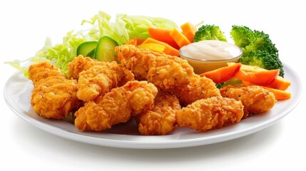 Fototapeta premium Crispy Chicken Tenders with Fresh Vegetables