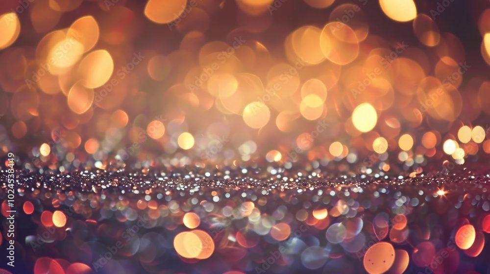 Sticker Sparkling Bokeh Background with Warm Tones