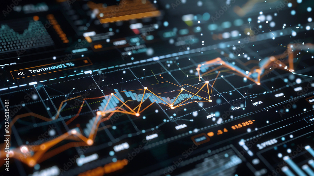 Aufkleber analyzing data trends with advanced analytics tools on a modern dashboard