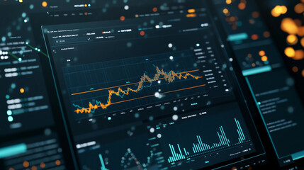 Obraz premium Analyzing Data Trends with Advanced Analytics Tools on a Modern Dashboard