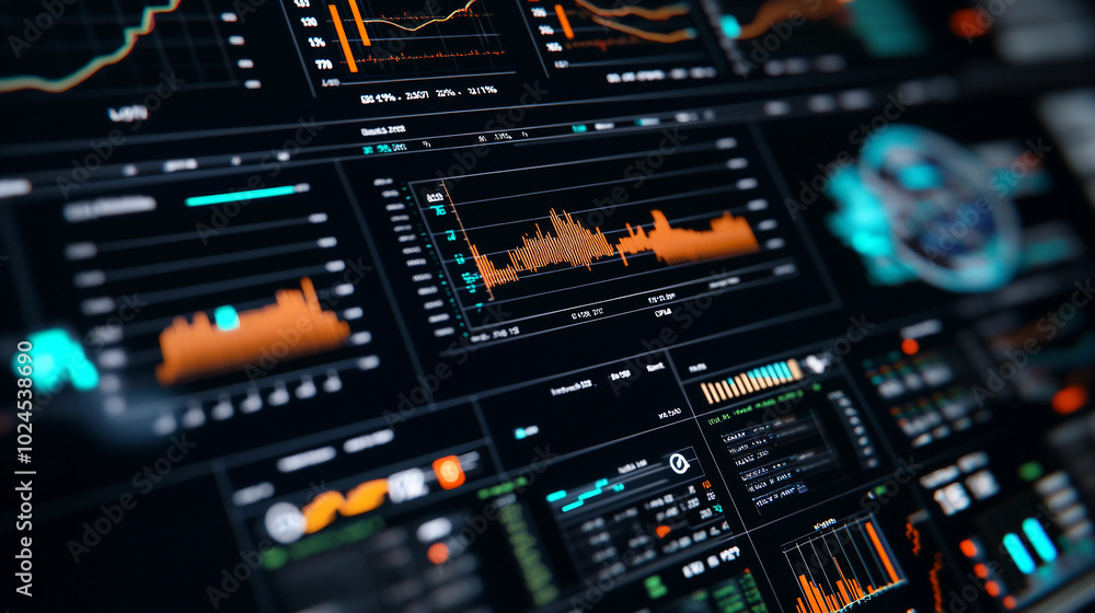 Aufkleber analyzing data trends with advanced analytics tools on a modern dashboard