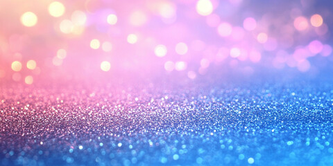 Rainbow glitter background with colorful blurred bokeh lights