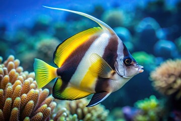 Medium shot of Red sea bannerfish Heniochus intermedius