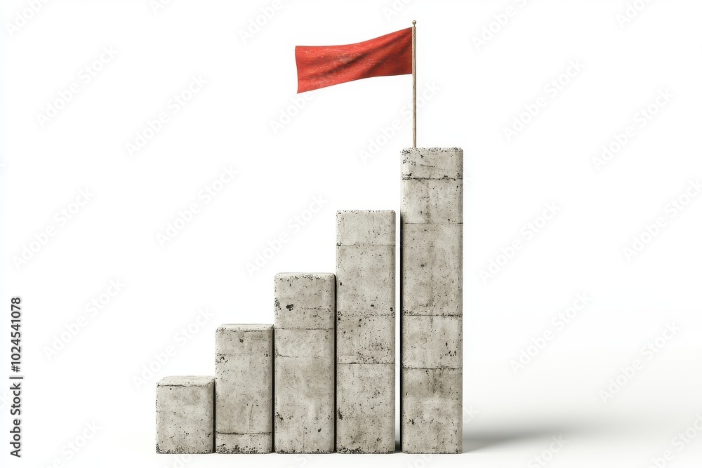 Aufkleber a 3d-rendered concrete bar graph with a series of ascending columns, each taller than