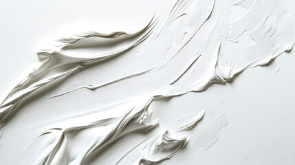 White brush strokes on a white wall. Construction and finishing works. Smears of white plaster on a flat white surface. Hand-drawn. The smear is very long, thick and textured. Backdrop