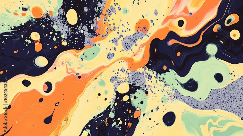 Poster abstract fluid art featuring vibrant colors and dynamic shapes, perfect for modern design projects o