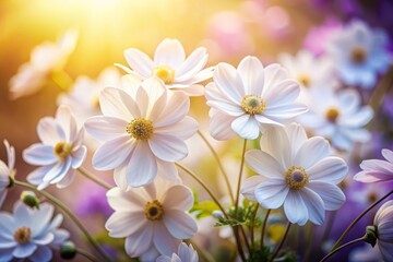 Captivating close-up of white flowers adorned with violet centers, showcasing nature's elegance. A must-see for lovers of floral beauty and intricate details.