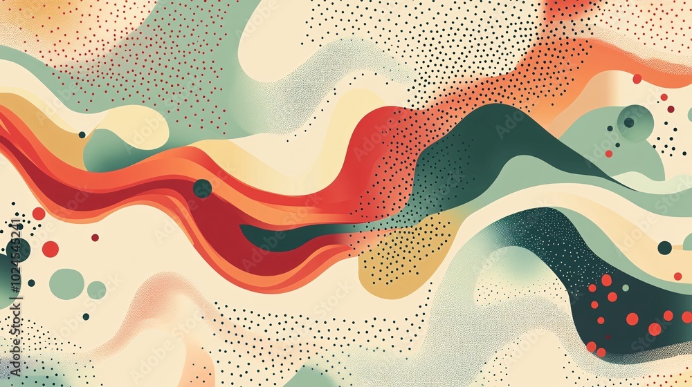 Poster abstract colorful wave pattern with fluid shapes, ideal for backgrounds and creative designs.