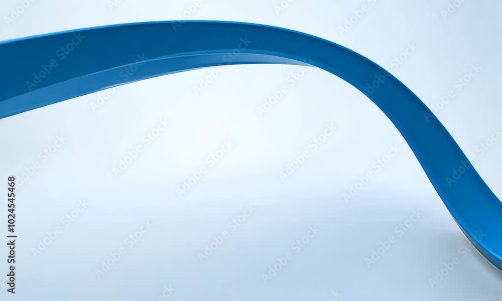 Poster floating blue curve line on white background abstract business and technology minimal abstract backd