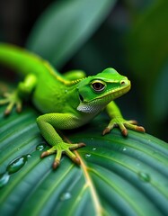 Fototapeta premium green lizard on a branch