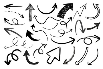 PNG hand drawn arrow doodle element set, transparent background