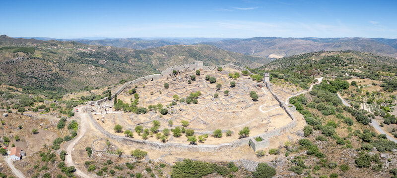 Aerial View of Numao Castle. Council of Vila Nova de Foz Coa. Portugal. Douro Region.