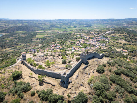 Aerial View of Numao Castle. Council of Vila Nova de Foz Coa. Portugal. Douro Region.