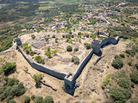 Aerial View of Numao Castle. Council of Vila Nova de Foz Coa. Portugal. Douro Region.