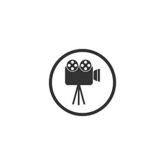 Retro cinema camera icon isolated on transparent background