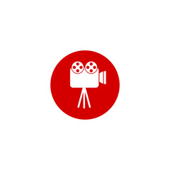 Retro cinema camera icon isolated on transparent background