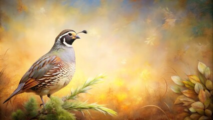 Charming quail-inspired backdrop adorned with quail imagery and generous text areas, ideal for elevating your creative projects with style and character.