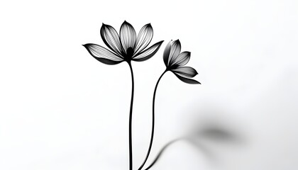 striking black flower silhouette in artistic black and white design