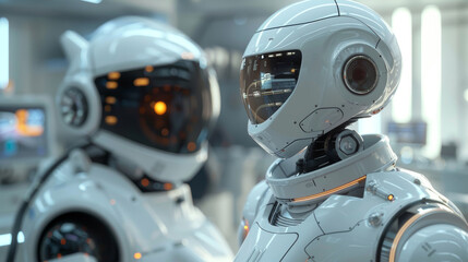 Fototapeta premium futuristic medical robots in a high-tech hospital setting