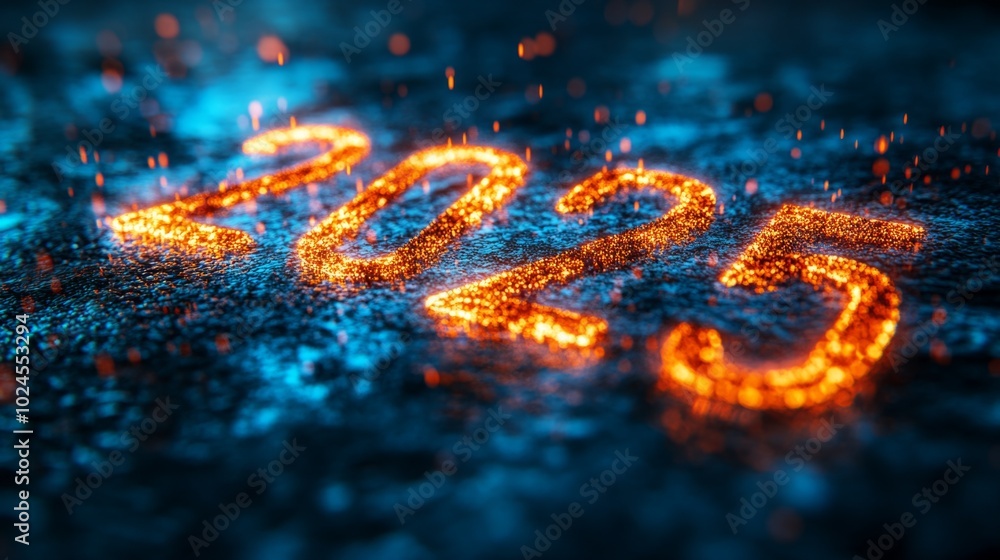 Poster the image is a close up of the number twenty-five written in fire