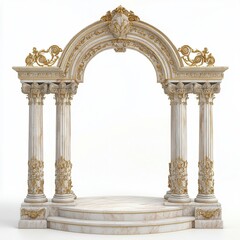Naklejka premium Ornate architectural arch with columns and decorative elements, suitable for ceremonial use.