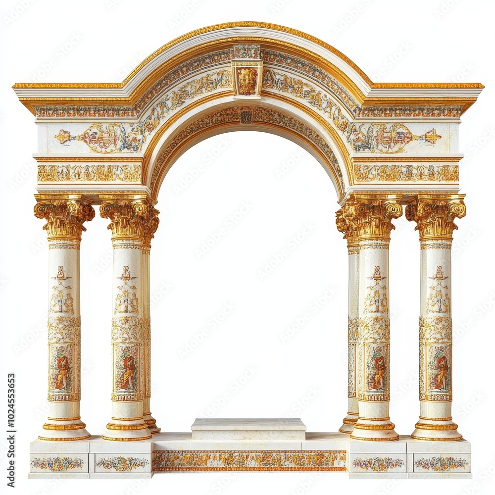 Poster ornate architectural arch with decorative columns and intricate detailing.