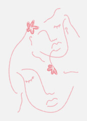 line art illustration two faces 