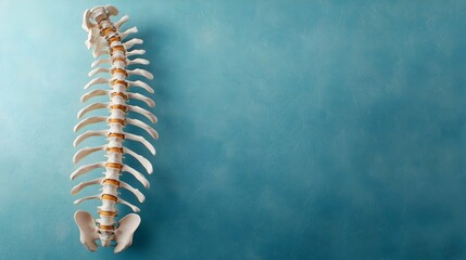 Obraz premium Detailed and Precise Medical Anatomy Mockup Placed on a Textured Blue Background Providing Ample Space for Healthcare Messaging and Sci Fi Inspired Tone