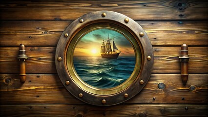 Elevate your interior design with this breathtaking brass porthole featuring high dynamic range, ideal for creating a distinctive nautical decor ambiance in any space.