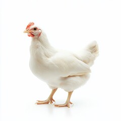 Fototapeta premium white hen isolated on white, studio shot