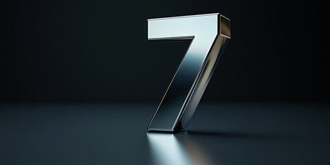 Metallic number seven on dark background.