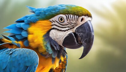 Obraz premium A Blue and Gold Macaw perched on a branch showcasing its stunning colors amidst the beauty of the natural world