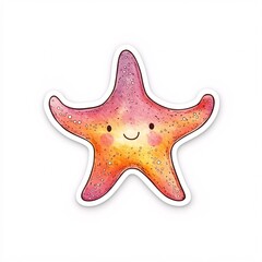 Happy Starfish Waving Alone for Sticker Use
