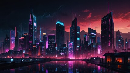 Obraz premium Neon Cityscape