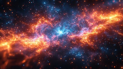 Naklejka premium A stunning view of a nebula filled with vibrant colors and twinkling stars, showcasing the beauty and mystery of the universe.