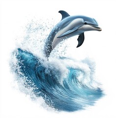 Fototapeta premium Happy Dolphin Jumping Through Isolated Wave