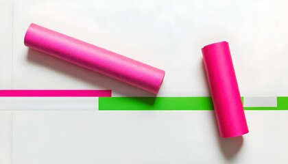 playful paper rolls in green and pink hues with striped accents