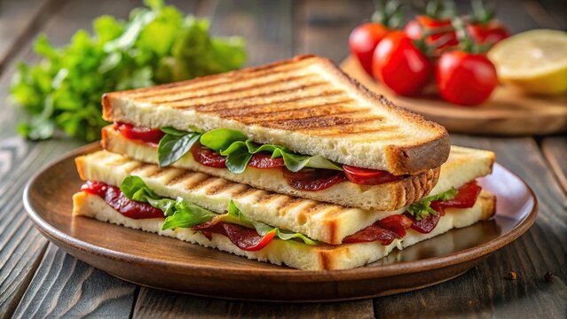 Succulent Turkish tost sandwich with melted cheese and sucuk, served with salad