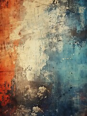 Obraz premium Abstract Grunge Texture with Red, Beige, and Blue Tones