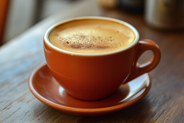 Obraz premium cup of coffee on wooden table