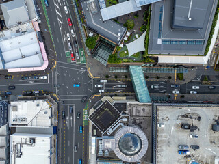 Top down view of Newmarket retail and commercial district, Auckland, New Zealand